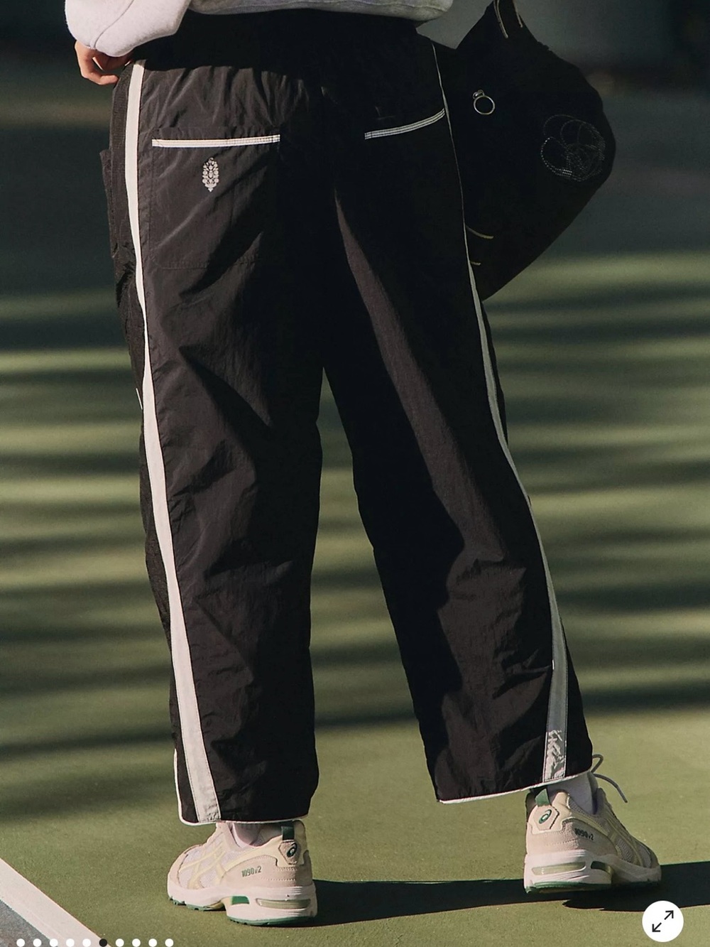 Free People Black Track Pants with White Stripes - Picture 2 of 4